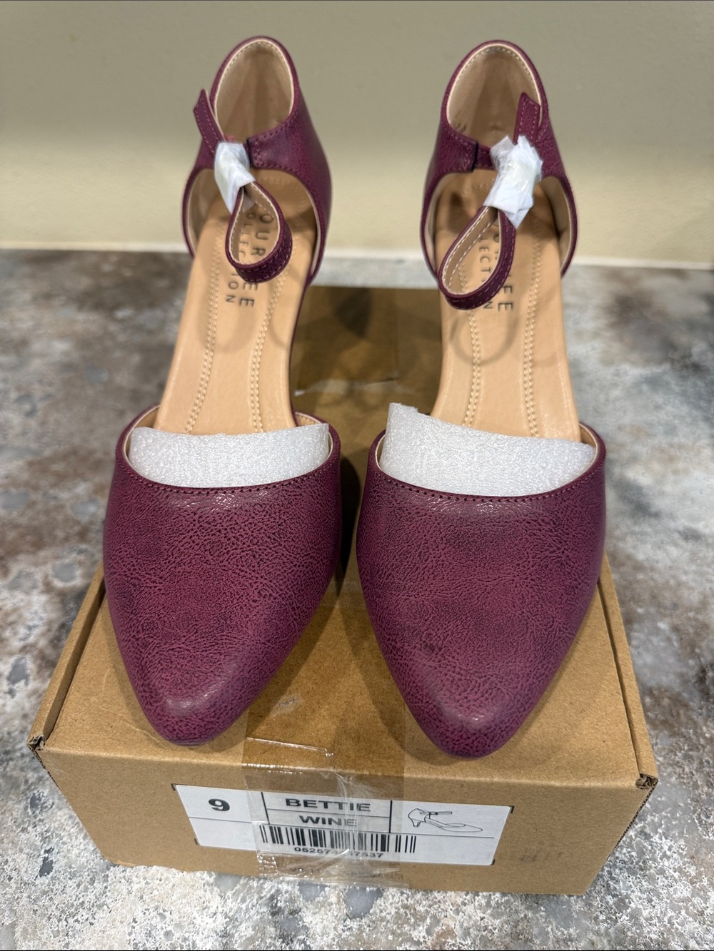Journee Collection Wine Pointed-Toe Ankle-Strap Heels